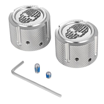 Figurati Designs Axle Nut Cover - Front - Stainless Steel - American Flag Skull - Contrast Cut - Silver FD27-FAC-SS