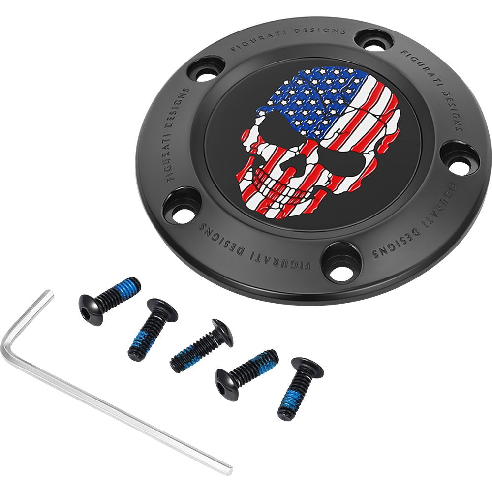 Figurati Designs Timing Cover - 5 Hole - Skull - Black FD25-TC-5H-BLK