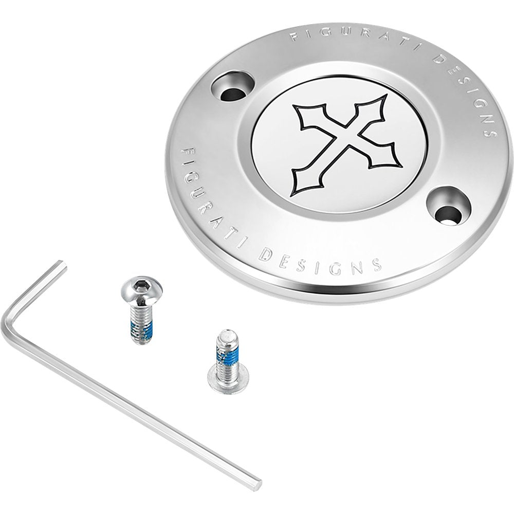 Figurati Designs Timing Cover - 2 Hole - Cross - Stainless Steel FD41-TC-2H-SS