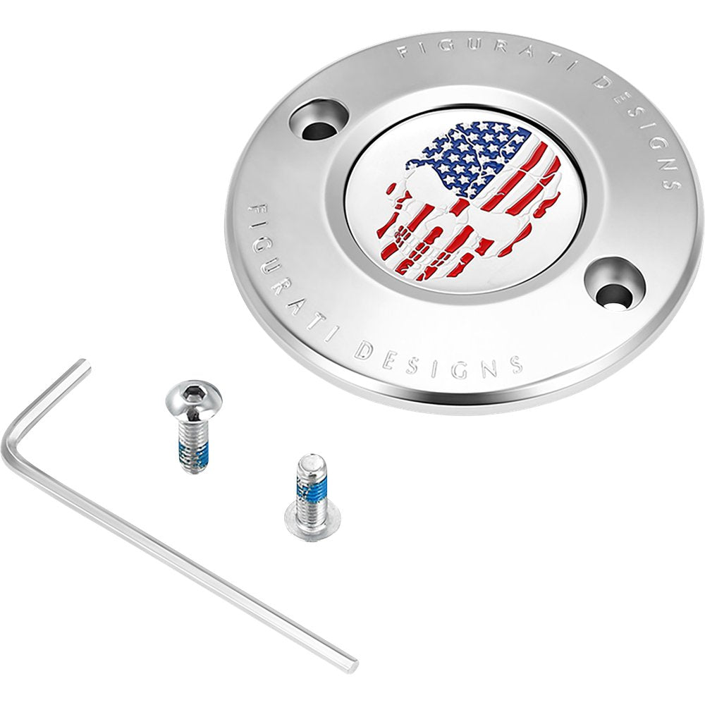 Figurati Designs Timing Cover - 2 Hole - Skull - Stainless Steel FD24-TC-2H-SS