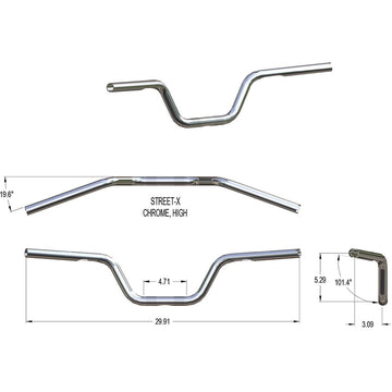 KHROME WERKS Street-X Handlebars - High Bend - Chrome 300900
