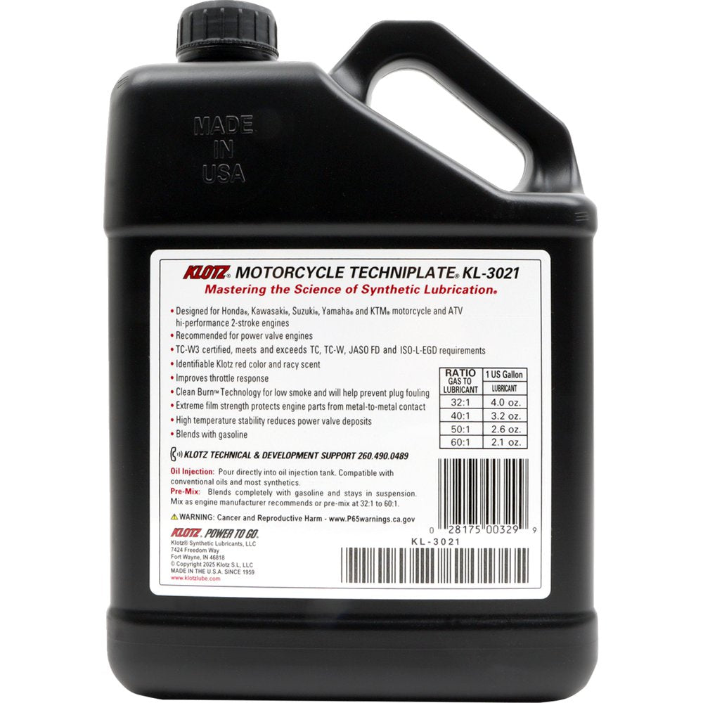 KLOTZ OIL TC-W 3? 2-Stroke Engine Oil - 1 US gallon KL-3021