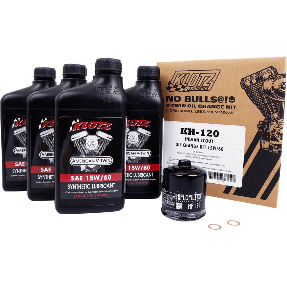 KLOTZ OIL Oil Change Kit - Indian Scout - 15W-60 KH-120