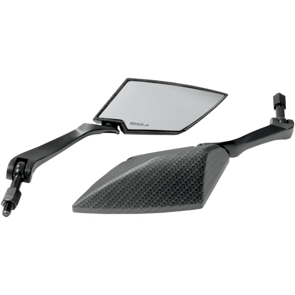KOSO NORTH AMERICA Mirrors - TT-Style - Side View - Diamond - Carbon Fiber/Black - Clear Lens - Pair OA016CK2