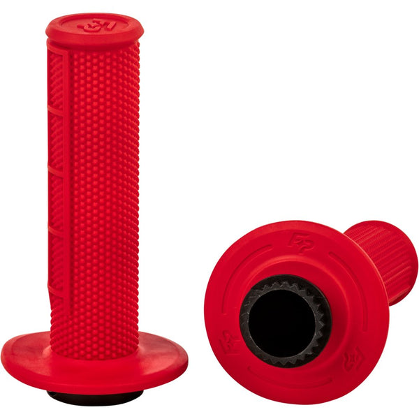 Fire Power Control Mx Lock On Grips Red Half Waffle