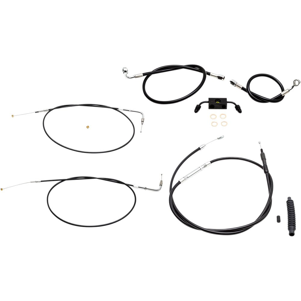 LA CHOPPERS Standard Black Vinyl Handlebar Cable/Brake Line Kit - 15"-17" Ape Hangers - '13-'22 Sportster LA-8321KT-16B