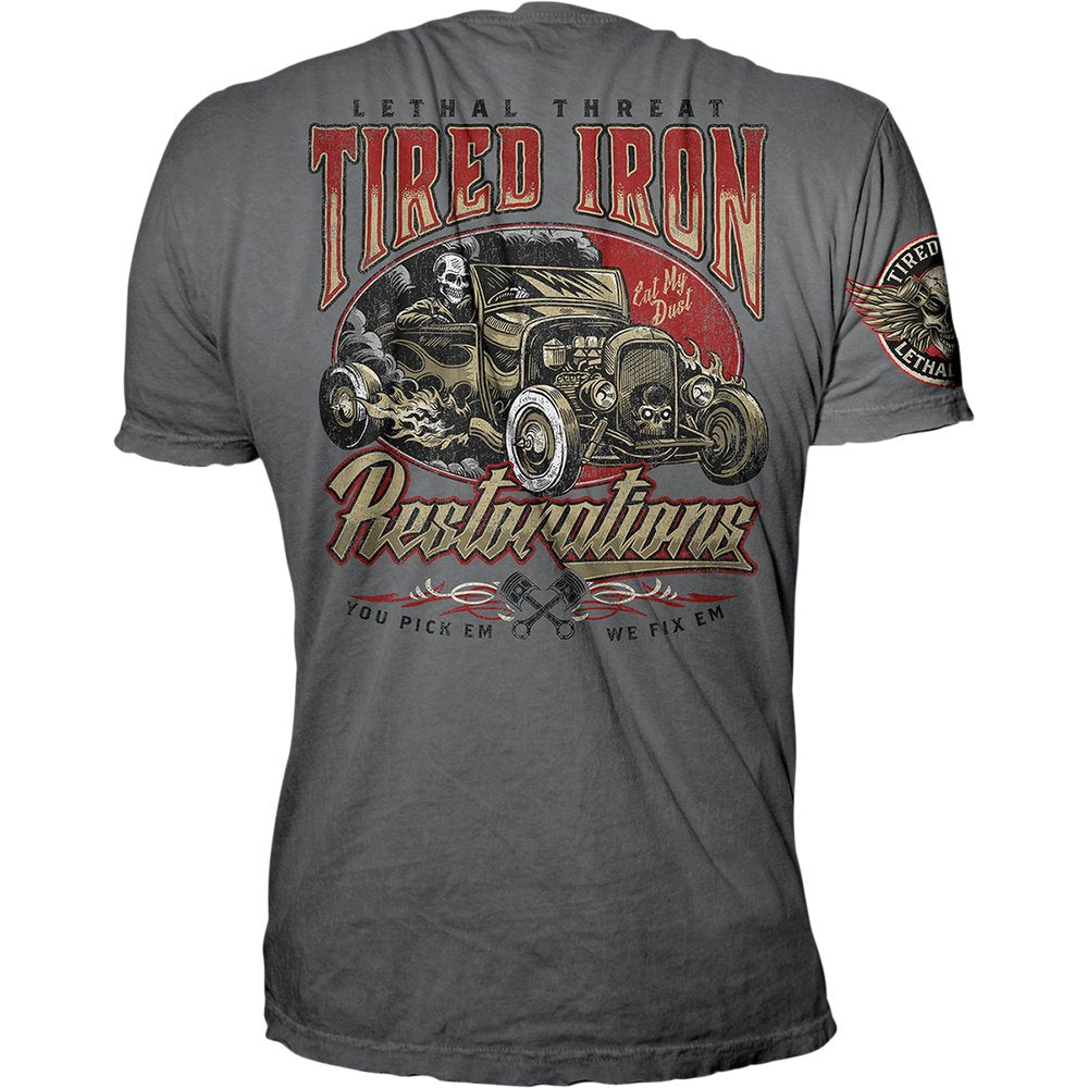 LETHAL THREAT Vintage Velocity Tired Iron Restorations T-Shirt - Gray - Large VV40174L
