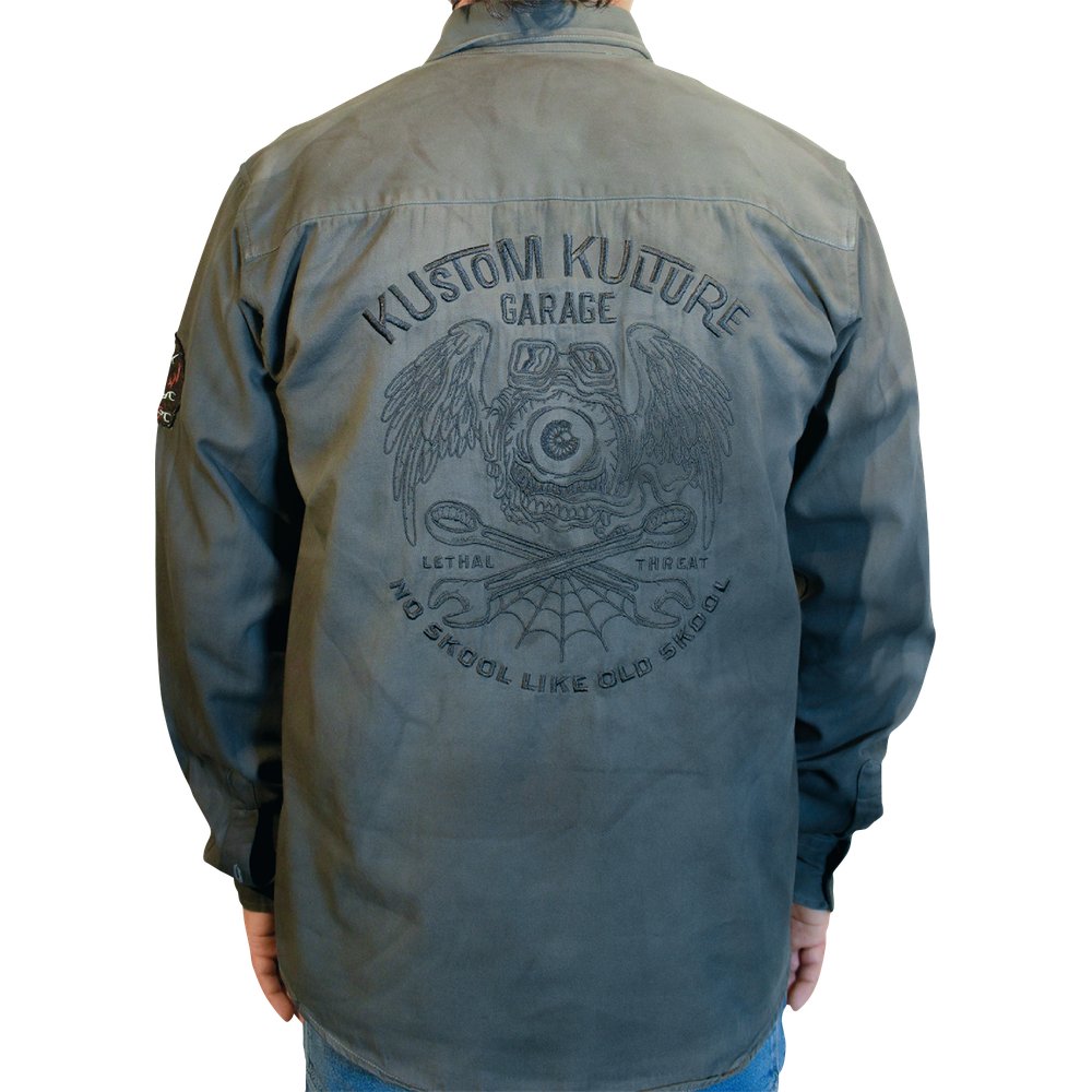 LETHAL THREAT Kustom Kulture Flying Eyeball Long-Sleeve Shirt - Gray - 3XL MG60133XXXL
