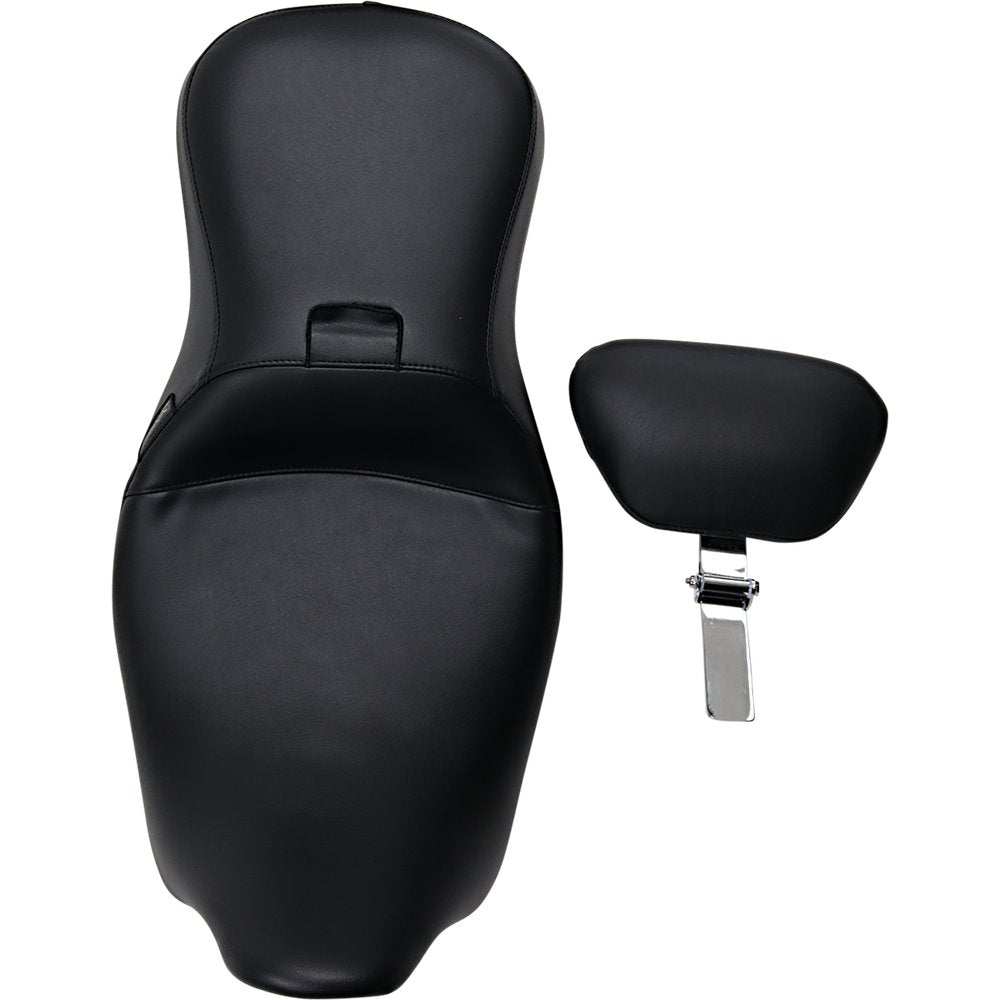 LE PERA Outcast Seat - 2-Up - With Backrest - Smooth - Black - FL '08-'23 LK-997BR