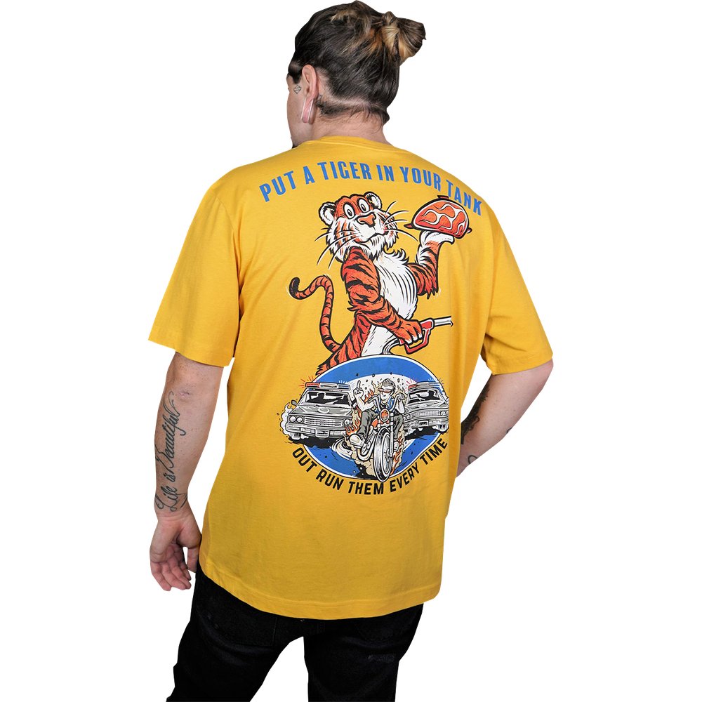 LETHAL THREAT Down-N-Out Tiger in Your Tank - Yellow - Medium DT10051M