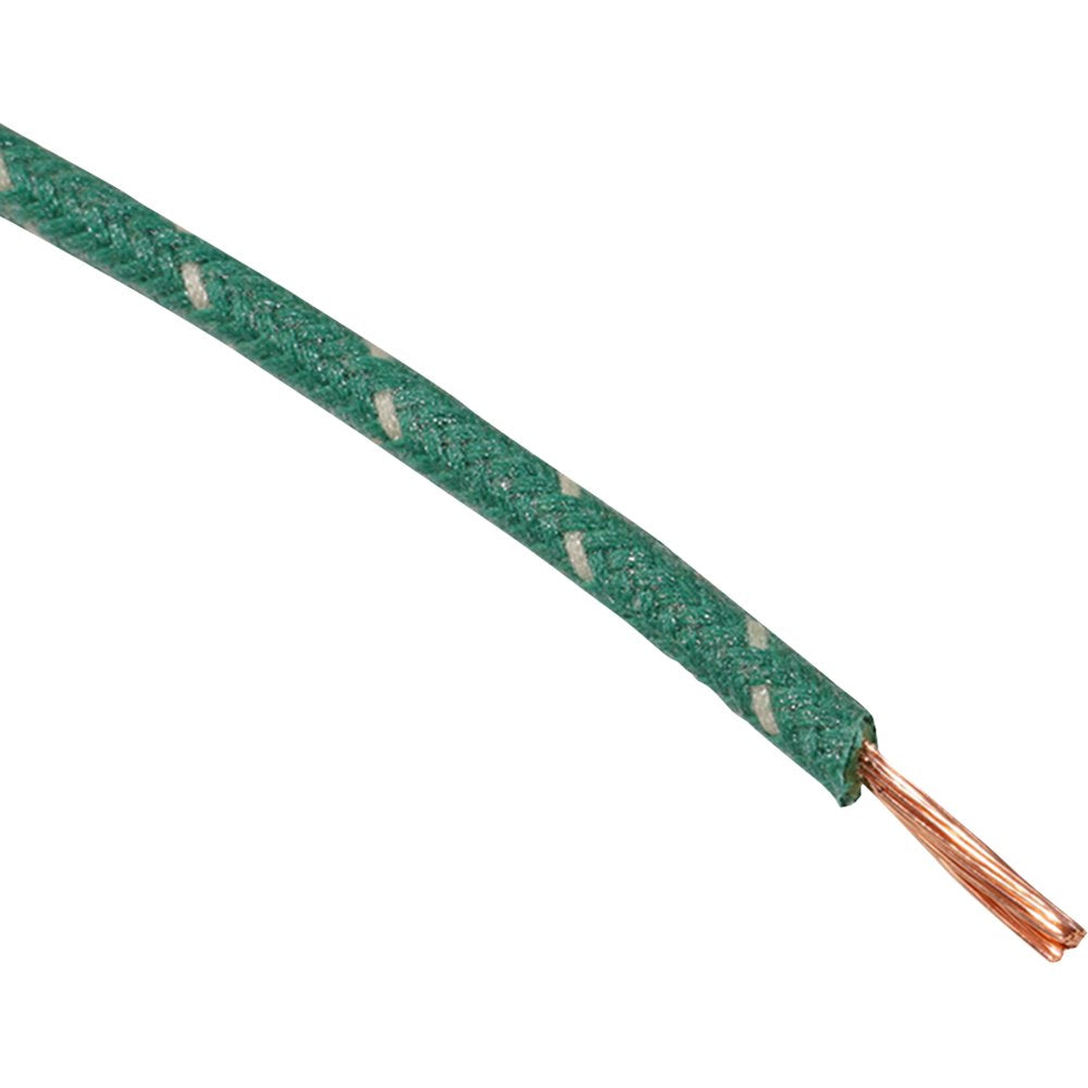 NAMZ 25' Cloth-Braided Wire Spool - 16 Gauge - Green/White NCBW-89