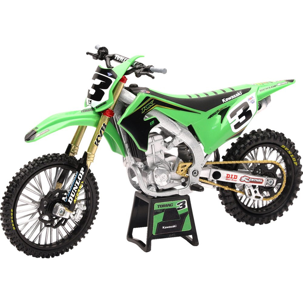 NEW RAY TOYS Kawasaki Race Team Bike 2019 - Eli Tomac - 1:12 Scale - Green/Black 58113