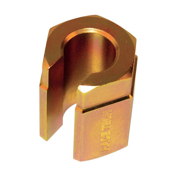 Gold metal clip with 'Race Tech' branding on a white background