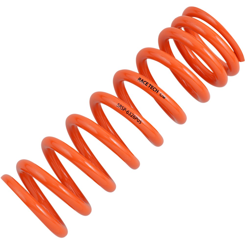 RACE TECH Progressively Wound Shock Spring - Orange - P05 - Spring Rate 336 lb/in SRSP 6326P05