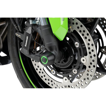 PUIG HI-TECH PARTS Axle Sliders - Front - Black - Pair - Kawasaki 21838N