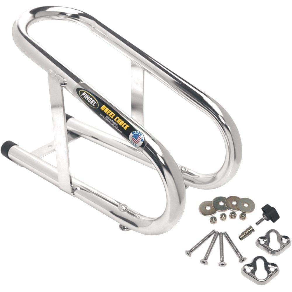 PINGEL Wheel Chock - Removable - Chrome - 3-1/2" WC350