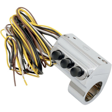 PERFORMANCE MACHINE (PM) Contour Billet Handlebar Switch - Left Side - Three Button - Hydraulic Clutch - Chrome 0062-2033-CH