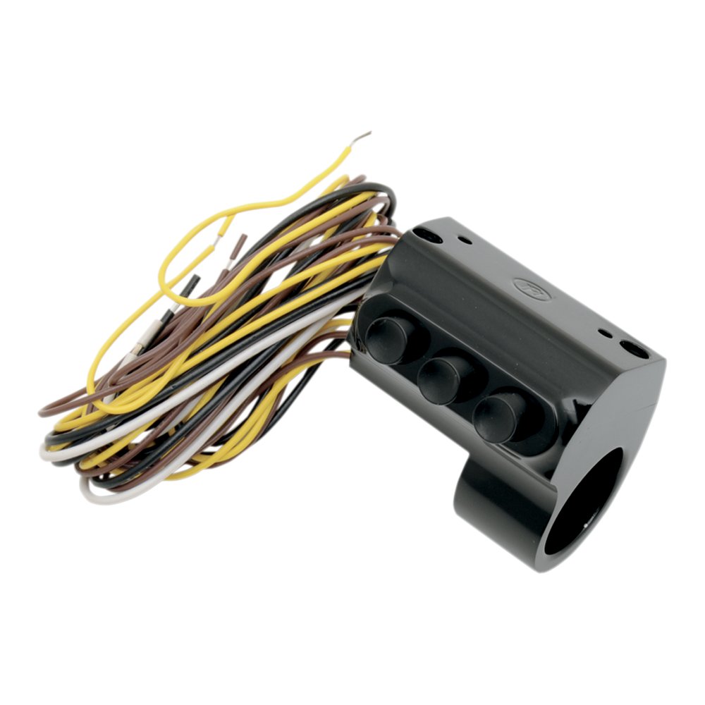 PERFORMANCE MACHINE (PM) Contour Billet Handlebar Switch - Left Side - Three Button - Cable Clutch - Black 0062-2035-B