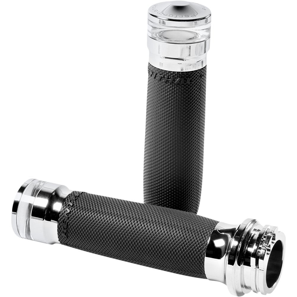 PERFORMANCE MACHINE (PM) Vision Series Contour LED Turn Signal Grips - Cable - Chrome 0063-2101M-CH