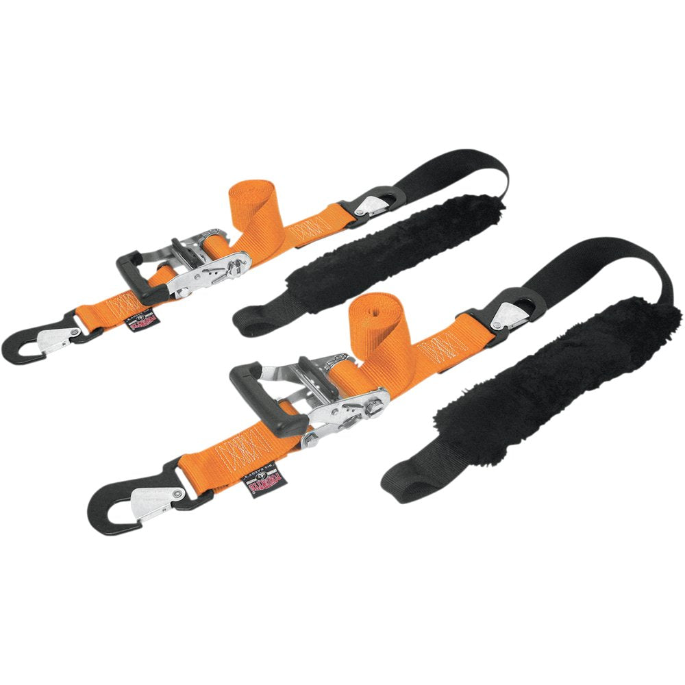 POWERTYE MFG. Big Daddy Tie-Downs - 2" - 2 Snap-hook Ends - Sewn-in Soft-Tye - Orange 32529-S