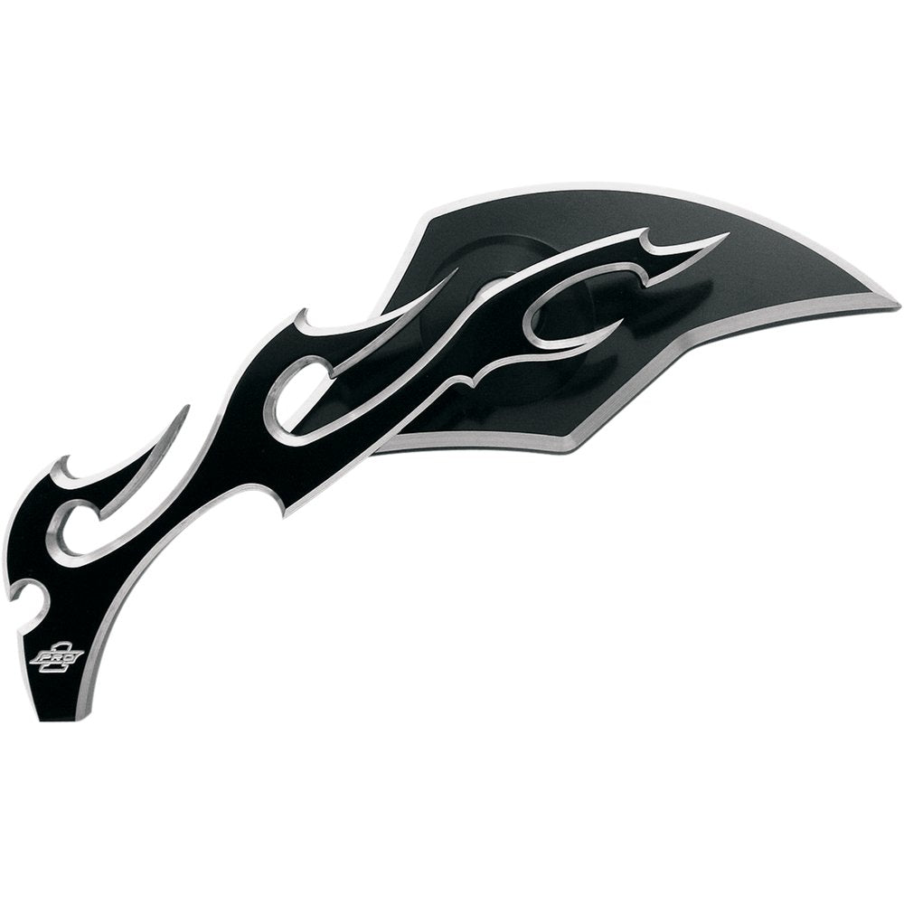 PRO-ONE PERF.MFG. Mirror - Flame - Side View - Milled - Oblong - Black/Chrome - Left 104220B