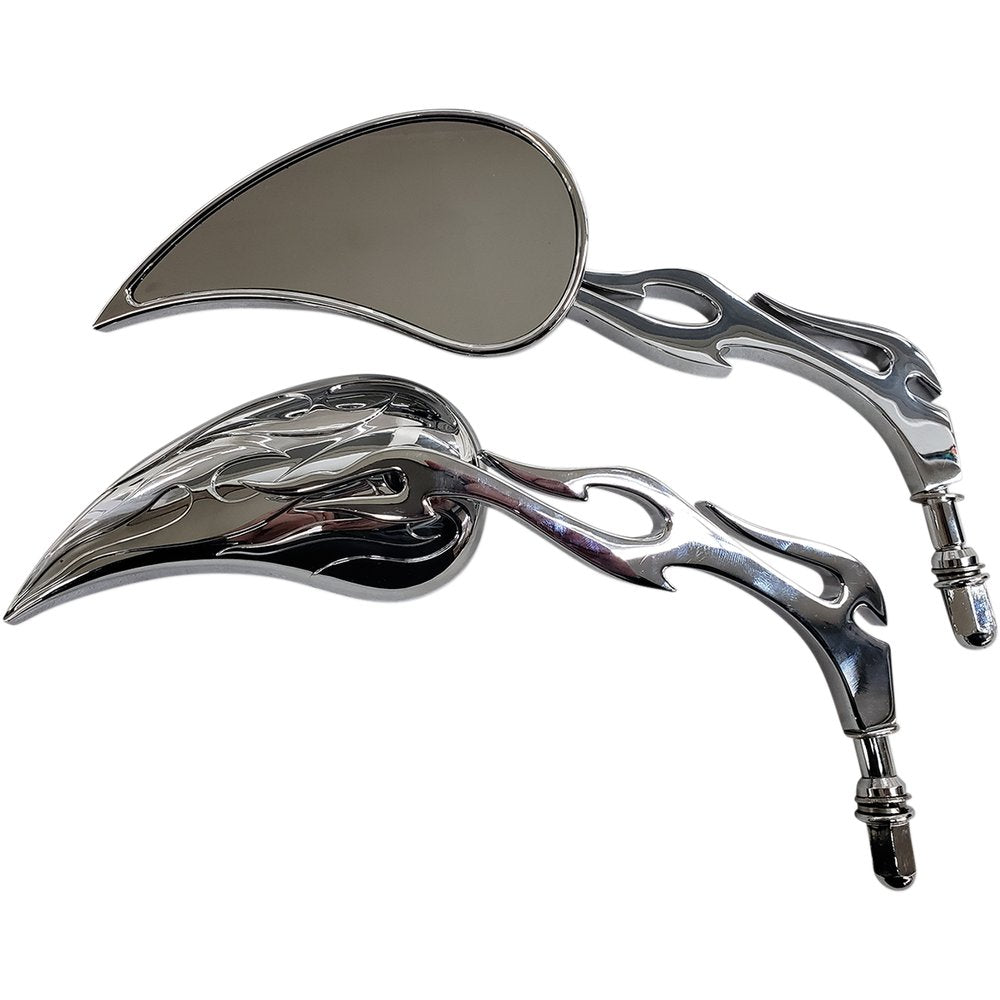 RIVCO PRODUCTS Mirrors - Flame - Side View - Teardrop - Chrome - Pair MV320