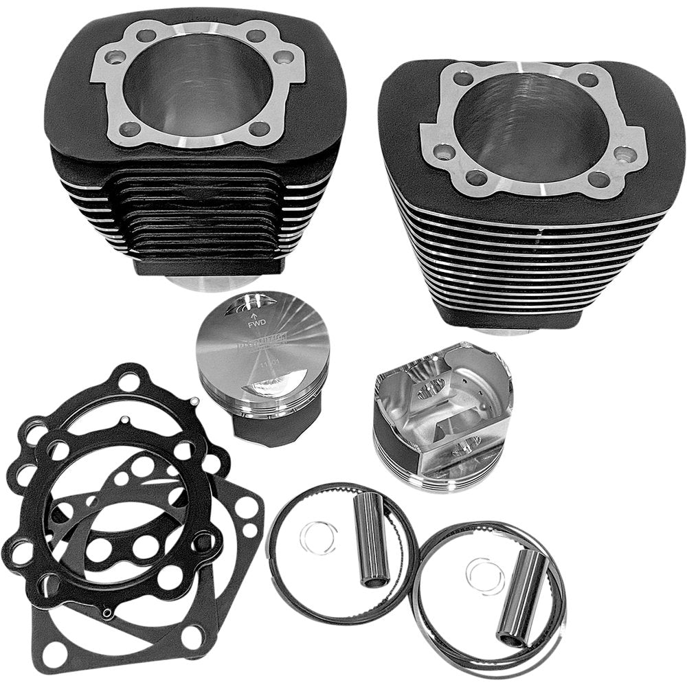 REVOLUTION PERFORMANCE, LLC Cylinder Kit - 85" - Big Bore - Black with Highlighted Fins - Evolution Big Twin RP201-212W