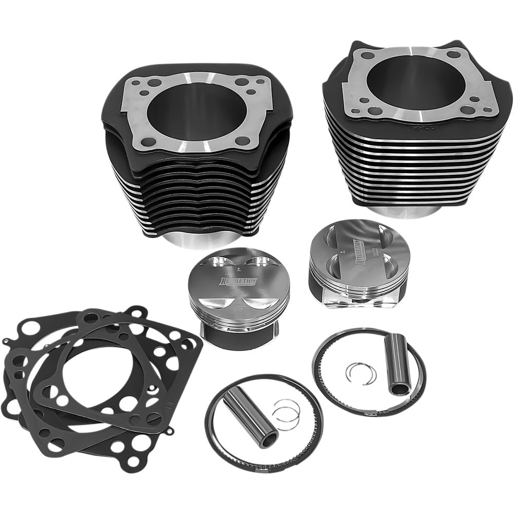 REVOLUTION PERFORMANCE, LLC Cylinder Kit - 128" - Big Bore - Black Granite with Highlighted Fins - 114"/117" M8 RP201-607W