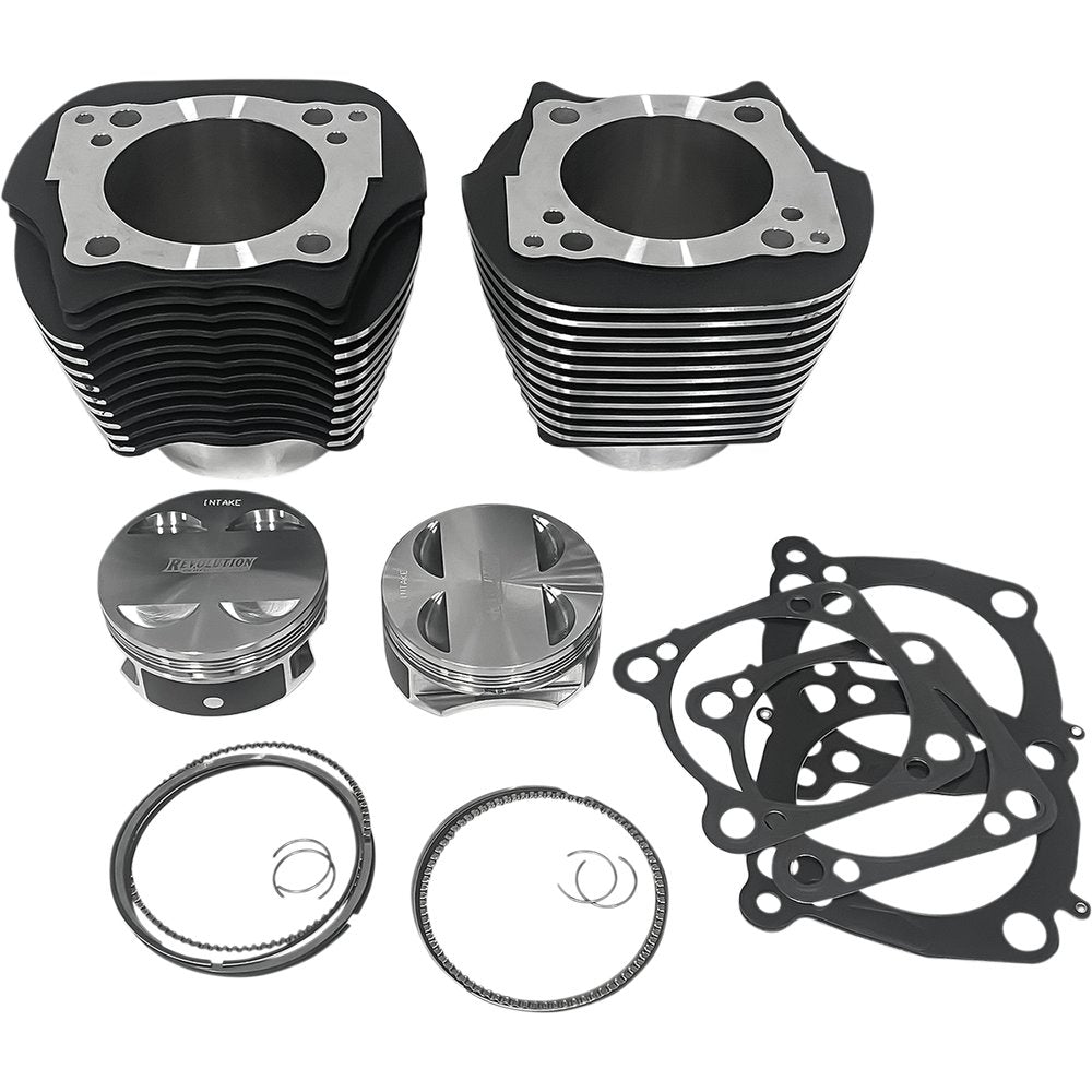 REVOLUTION PERFORMANCE, LLC Cylinder Kit - 128" - Big Bore - Black with Highlighted Fins - 114"/117" M8 RP201-606W