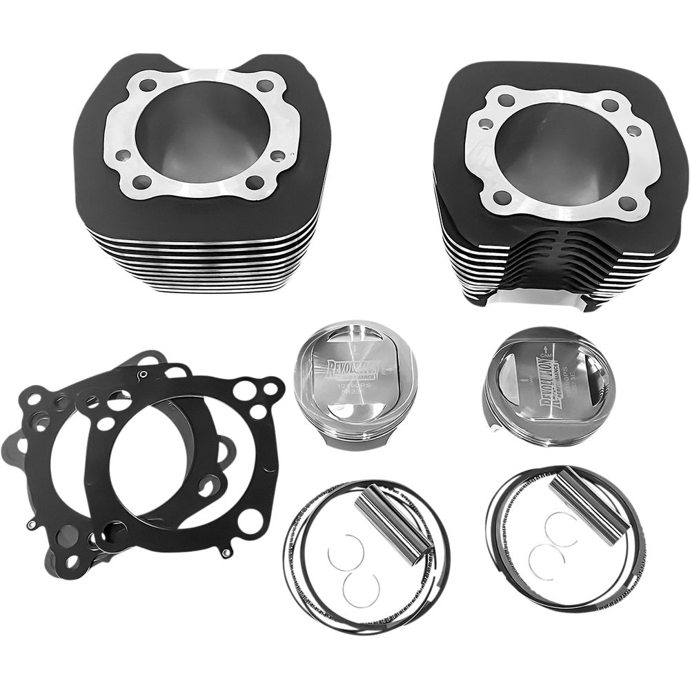 REVOLUTION PERFORMANCE, LLC Cylinder Kit - 107" - Big Bore - Black with Highlighted Fins - Twin Cam RP201-119WD