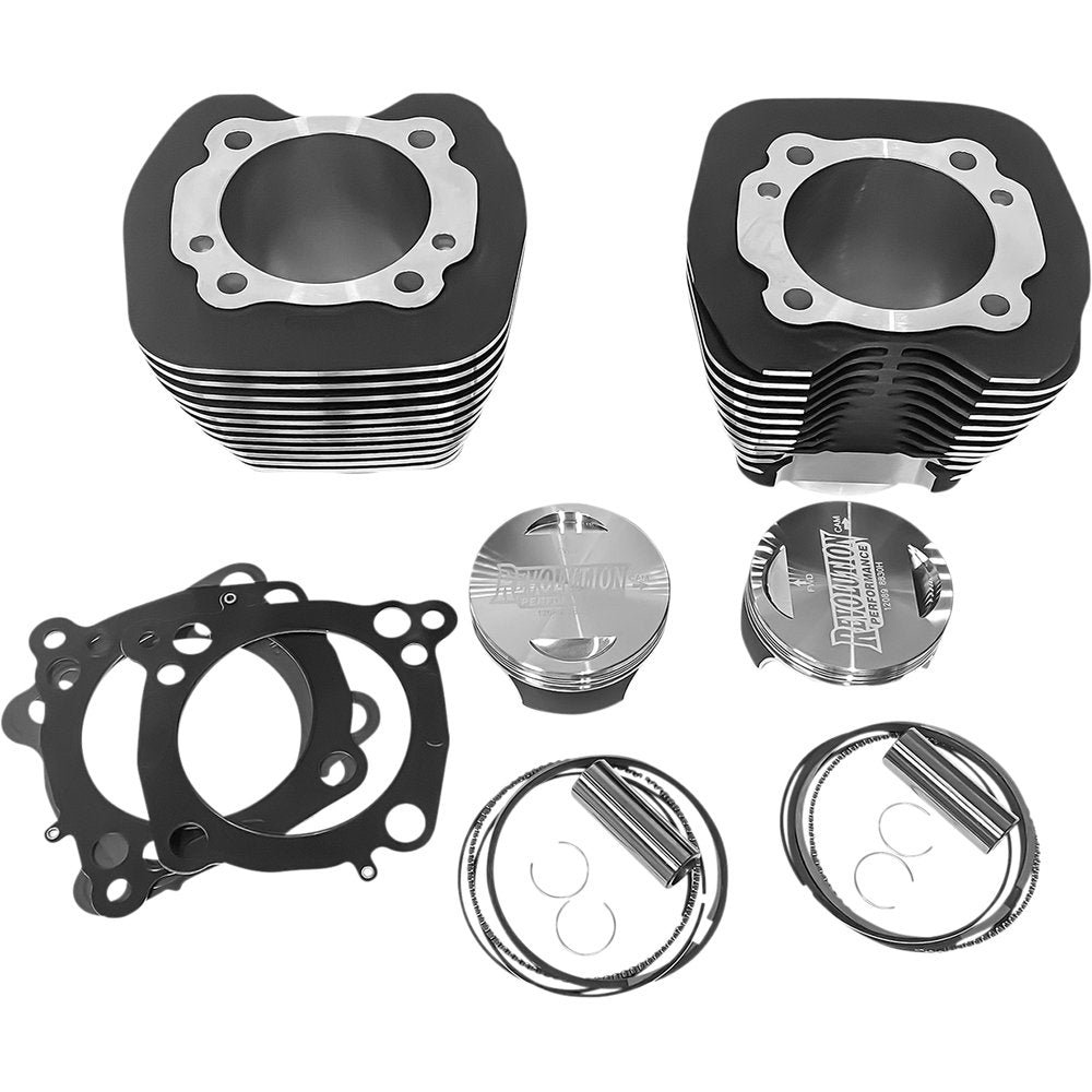 REVOLUTION PERFORMANCE, LLC Cylinder Kit - 107" - Big Bore - Black with Highlighted Fins - Twin Cam RP201-119W
