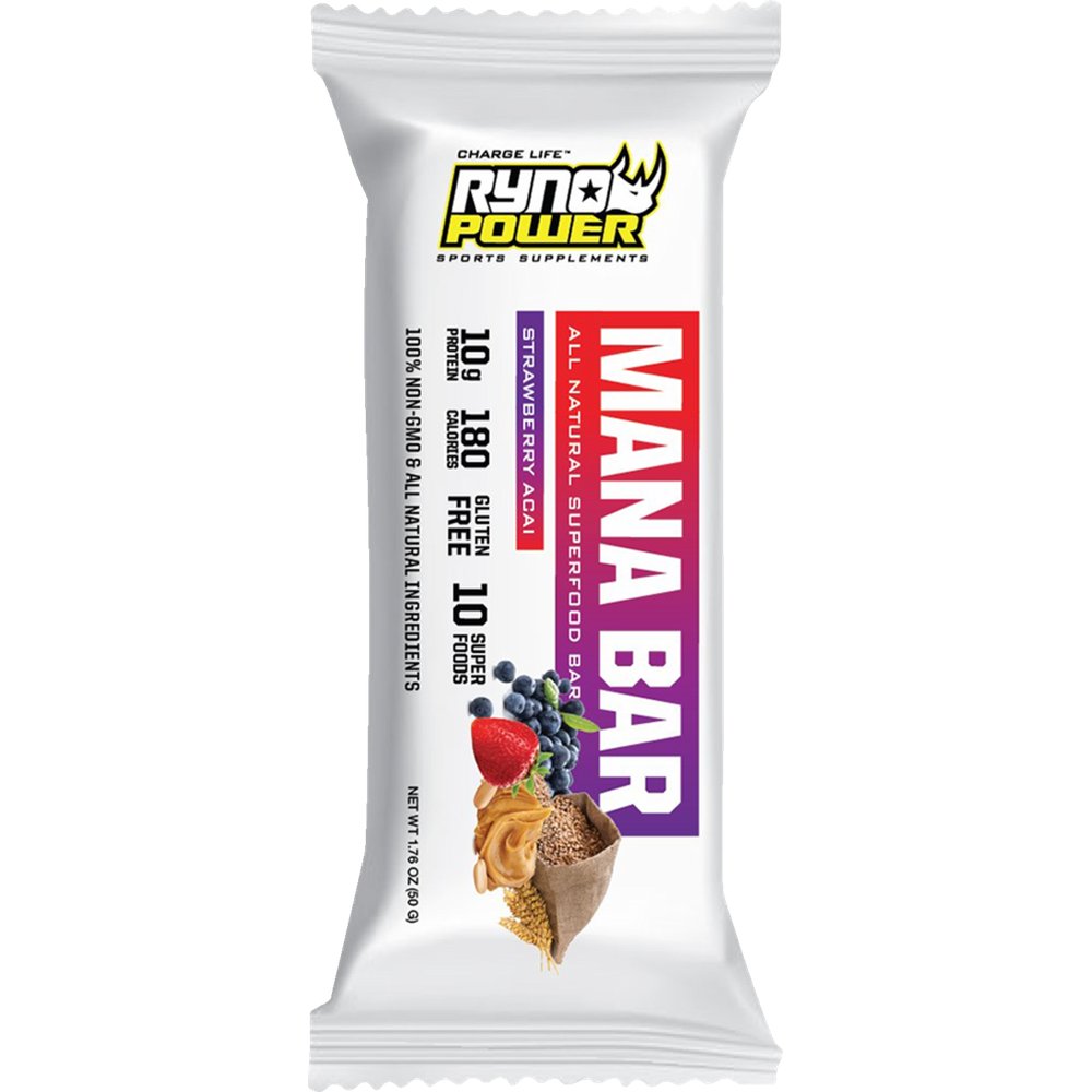 RYNO POWER Mana Protein Bar - 12 Pack with Display Caddy - Strawberry Acai MANACAD-BERRY