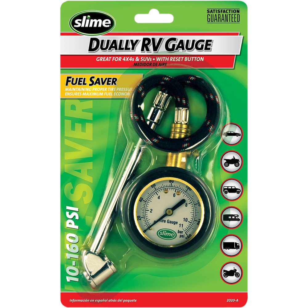 SLIME Tire Pressure Gauge - Dual Head/Dial - 10 psi -160 psi 2020-A