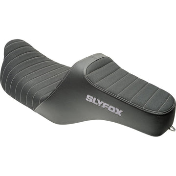 SLYFOX Highnoon Seat - Vinyl - Classic Stitch - Silver Logo - FLH/FLT '08-'24 4710B-SlyFox