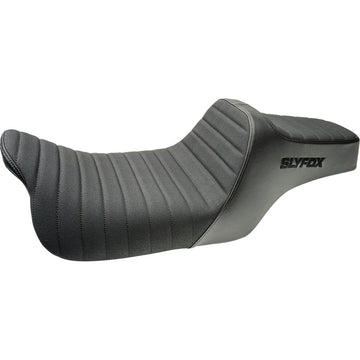 SLYFOX Highnoon Seat - Vinyl - Classic Stitch - Black Logo - FLH/FLT '08-'24 4710A-SlyFox