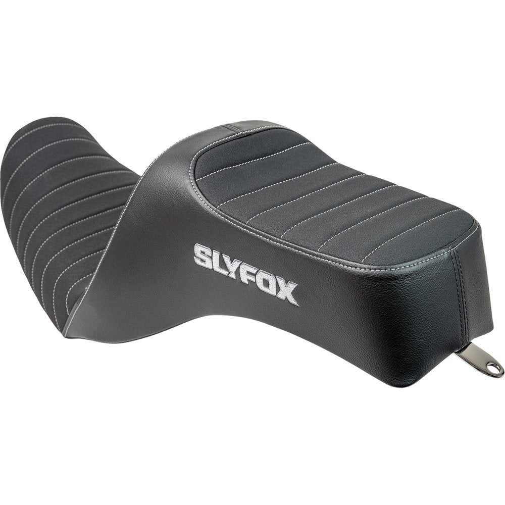 SLYFOX High Noon Seat - Vinyl - Classic Stitch - Gray Logo - Dyna '12-'16 4694B-slyfox
