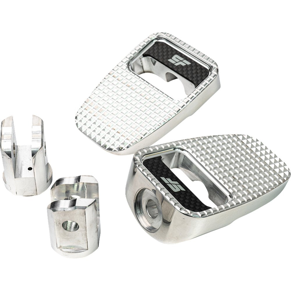 SLYFOX Foot Pegs - Silver Polished - Front SF-904-01-2