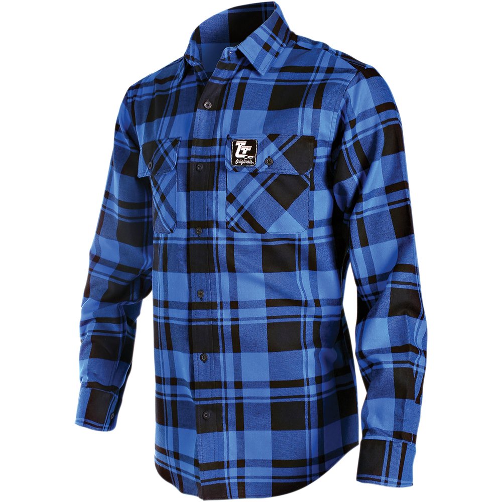THROTTLE THREADS Long-Sleeve Flannel Shirt - Blue/Black - Medium TT635S68BLMR