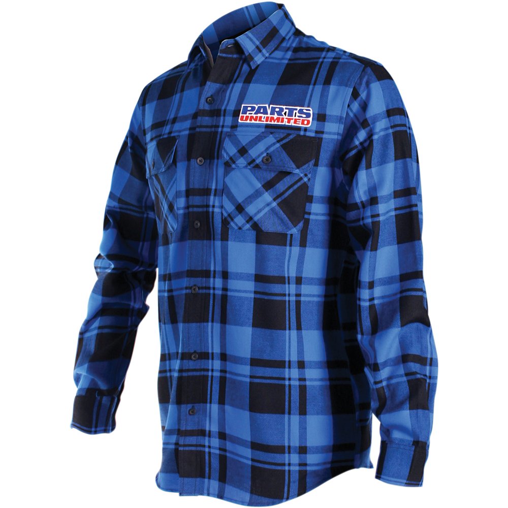 THROTTLE THREADS Parts Long-Sleeve Flannel Shirt - Blue/Black - Small PSU34S68BLSR