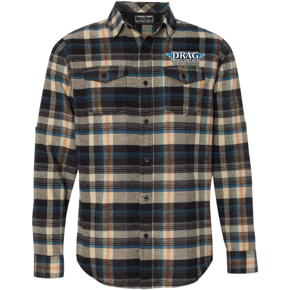 THROTTLE THREADS Drag Specialties Plaid Flannel Shirt - Khaki - Small DRG25S82KHSR