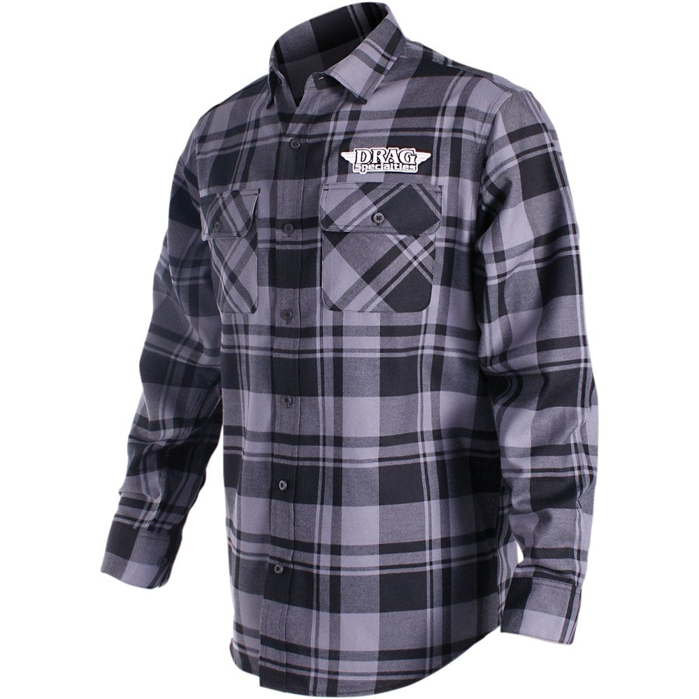 THROTTLE THREADS Drag Specialties Long-Sleeve Flannel Shirt - Gray/Black - XL DRG27S68GYXR