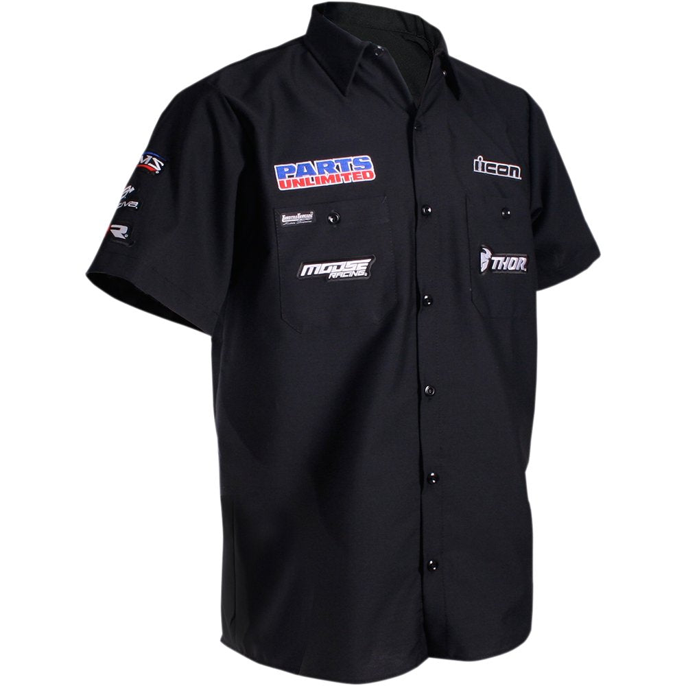 THROTTLE THREADS Parts Unlimited Shop Shirt - Black - Small PSU32S24BKSR