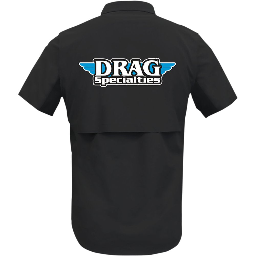 THROTTLE THREADS Drag Specialties Vented Shop Shirt - Black - 4XL DRG31ST26BK4X