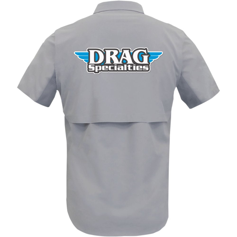 THROTTLE THREADS Drag Specialties Vented Shop Shirt - Gray - 2XL DRG31ST26GY2X