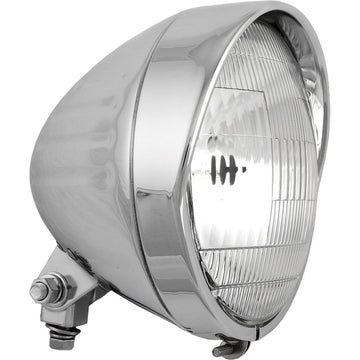 5.75" Headlight Bottom Mount Chrome Grooved W/ Visor