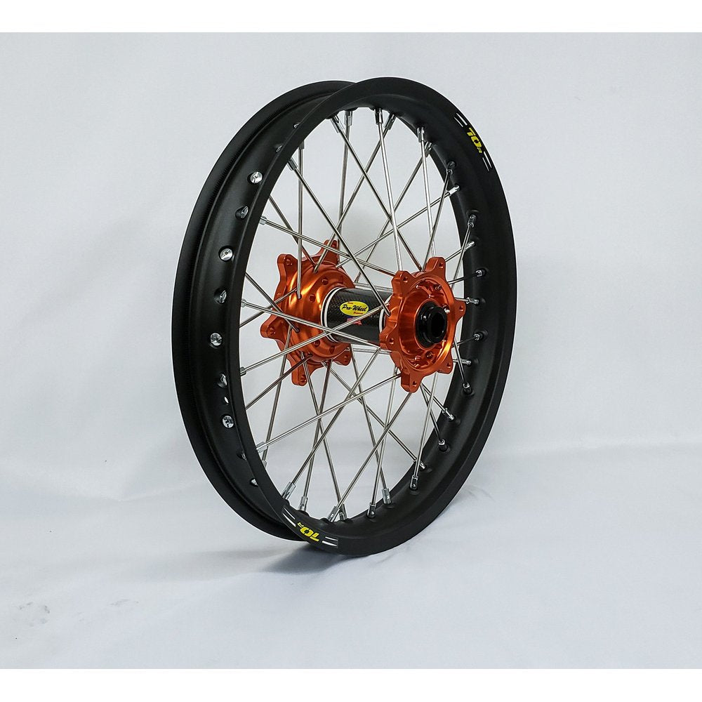 Wheel Rear 1.60x14 Orange Hub Blk Rim/Sil Spoke/Sil Nipple