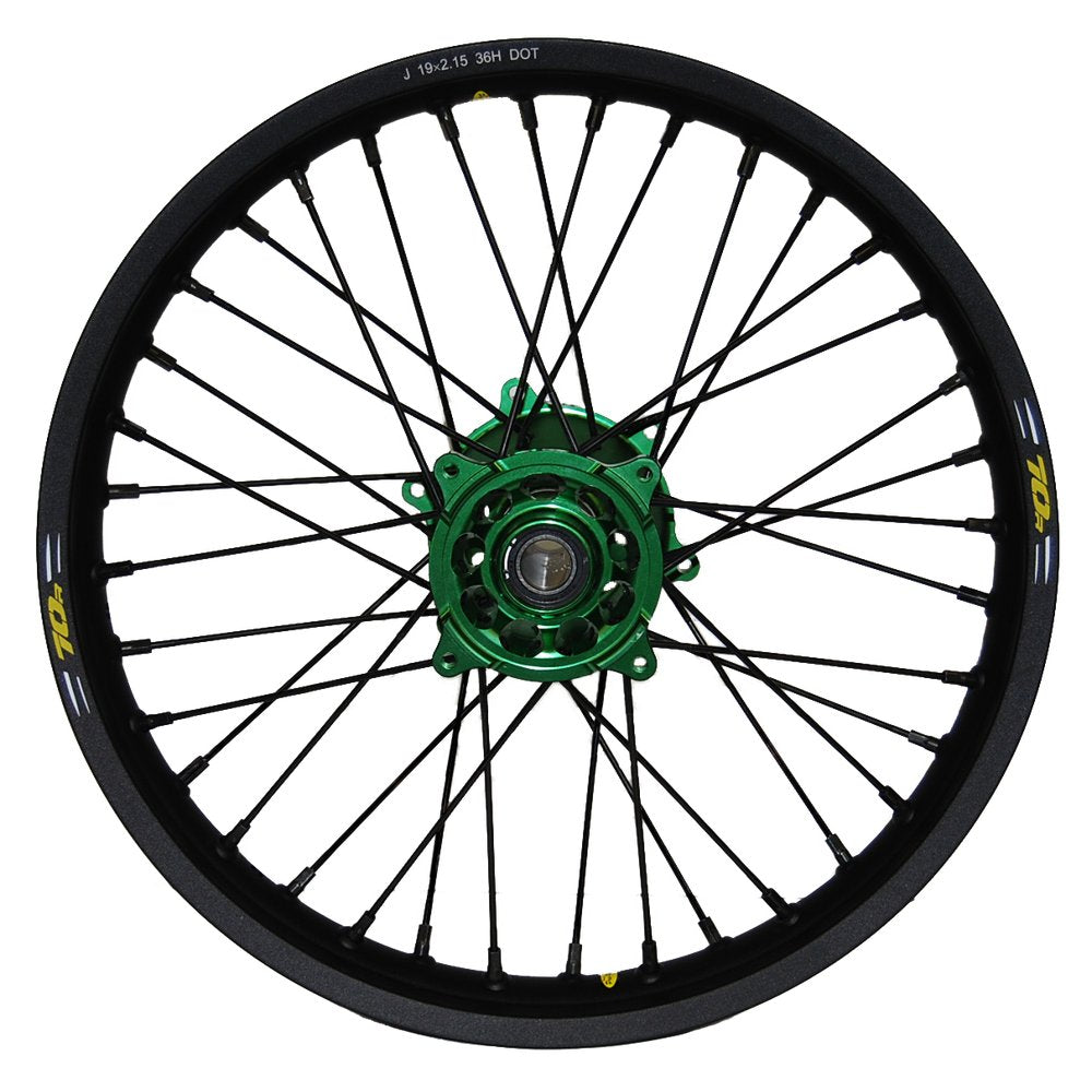 Wheel Rear 2.15x18 Green Hub Blk Rim/Sil Spoke/Sil Nipple