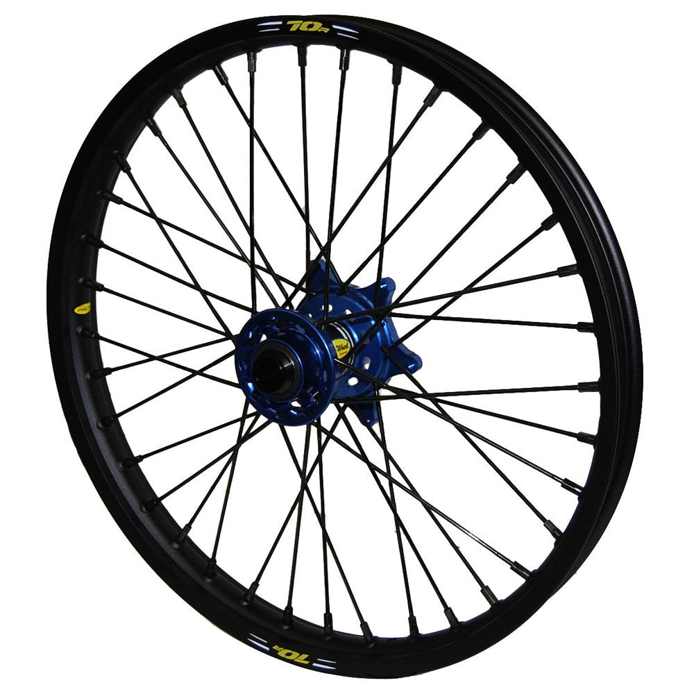 Wheel Front 1.60x21 Blue Hub Blk Rim/Blk Spoke/Blk Nipple