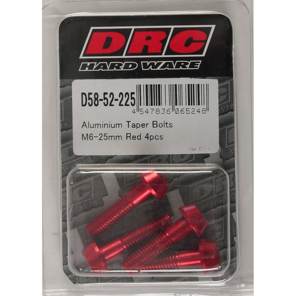 Aluminum Taper Bolts Red M6x25mm 4/Pk