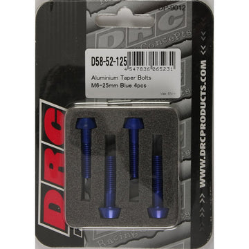 Aluminum Taper Bolts Blue M6x25mm 4/Pk